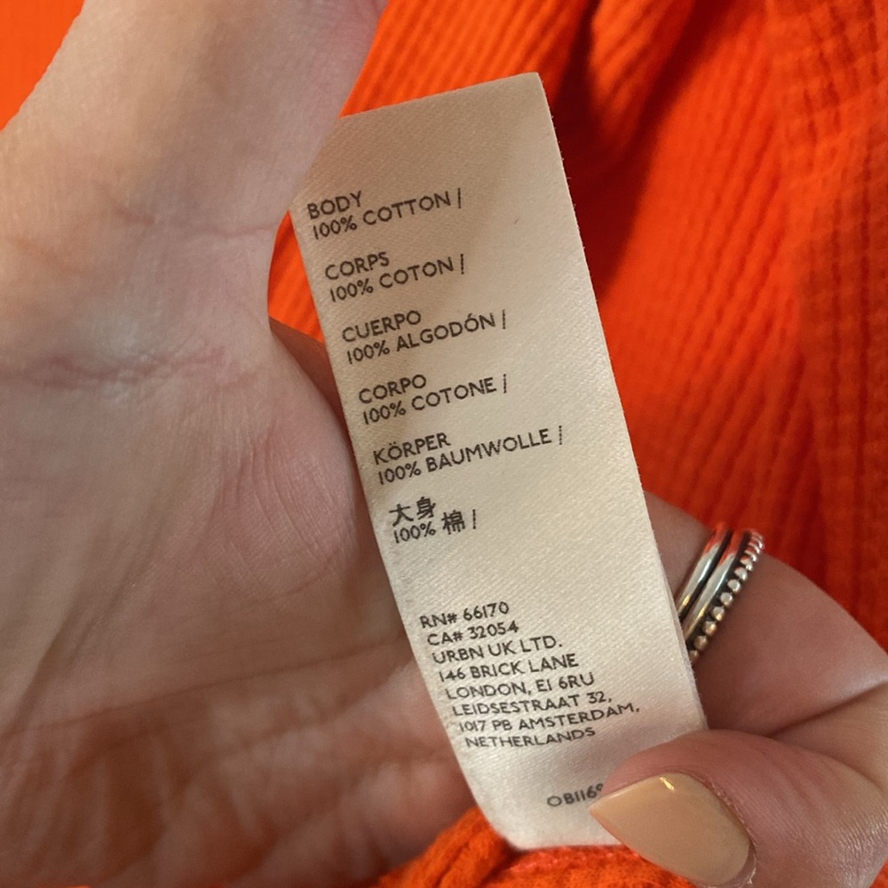 Free People bright orange waffleknit long sleeve shirt - Picture 6 of 6